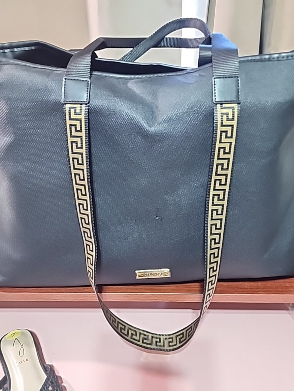 Versace Fragrance Summer Tote Bag Black Gold Greek Key NWT 20" Travel Beach Tote - Picture 8 of 8